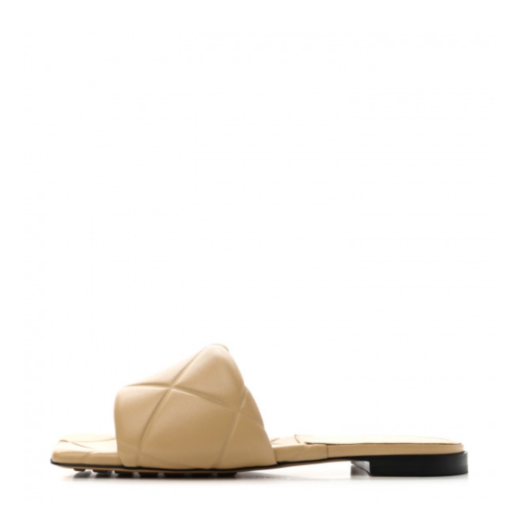 Bottega Veneta Cream Quilted Slide Flats